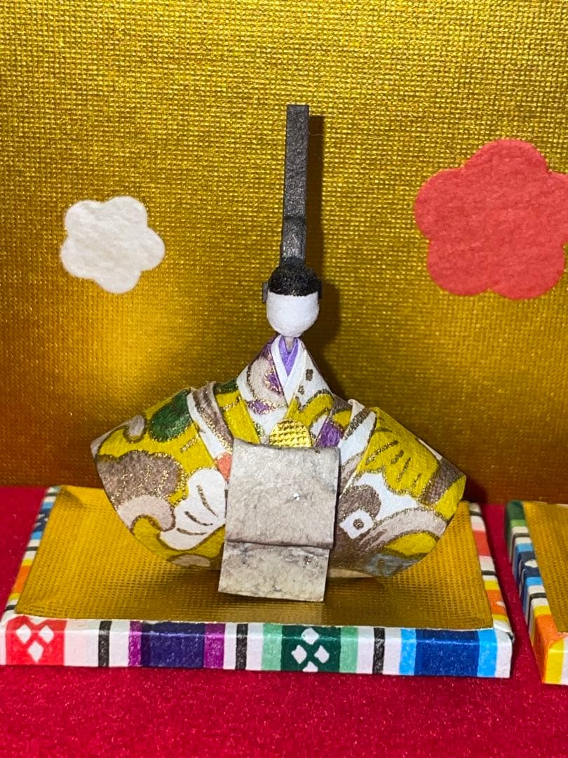 和紙製　超コンパクト　卓上　五段ひな飾り　ケース付き