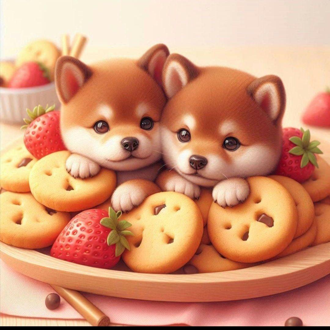 ビスケット柴犬パネル生地　ハンドメイド