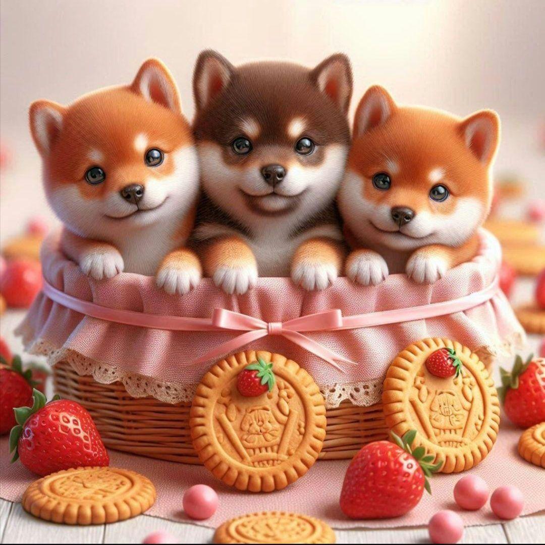 ビスケット柴犬パネル生地　ハンドメイド