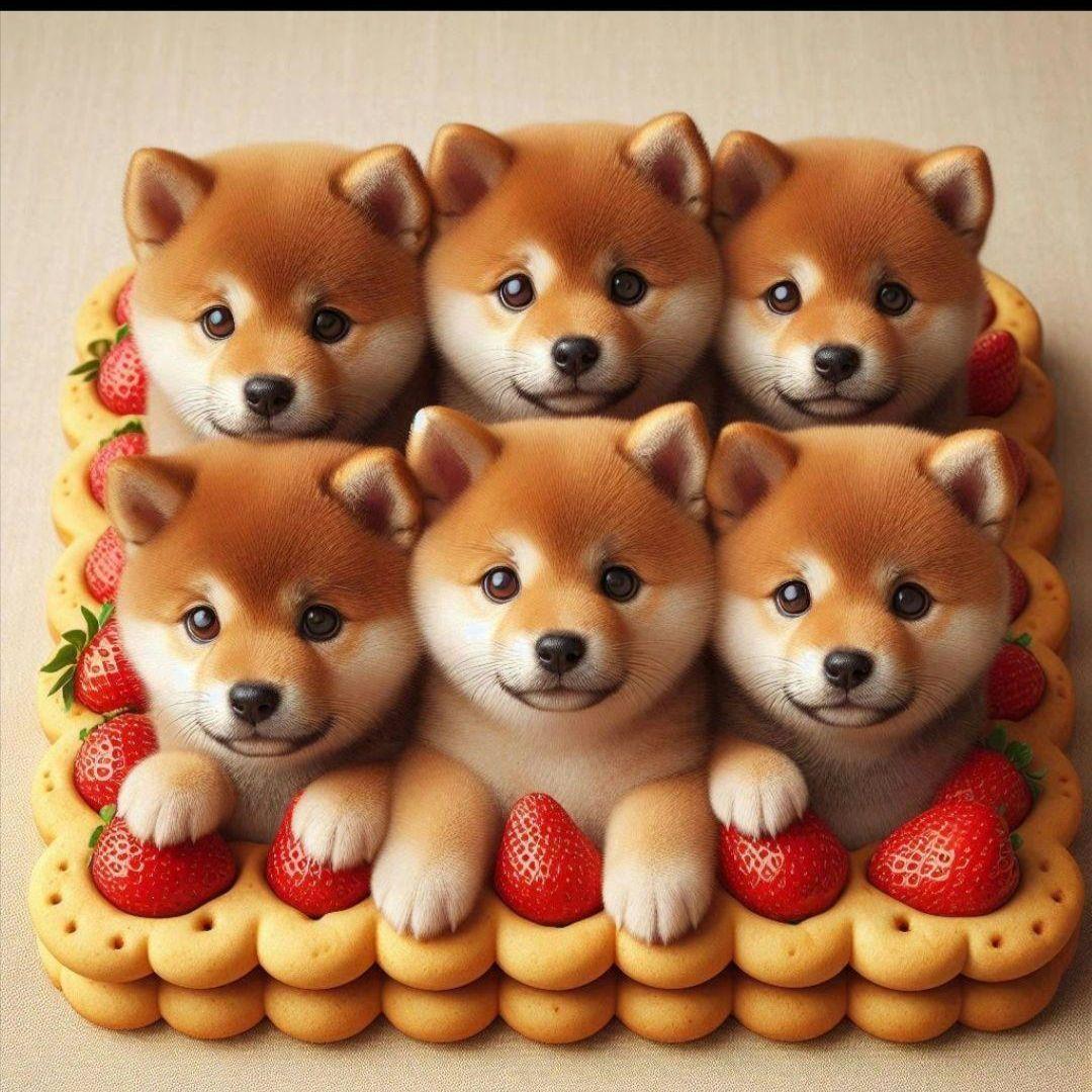 ビスケット柴犬パネル生地　ハンドメイド