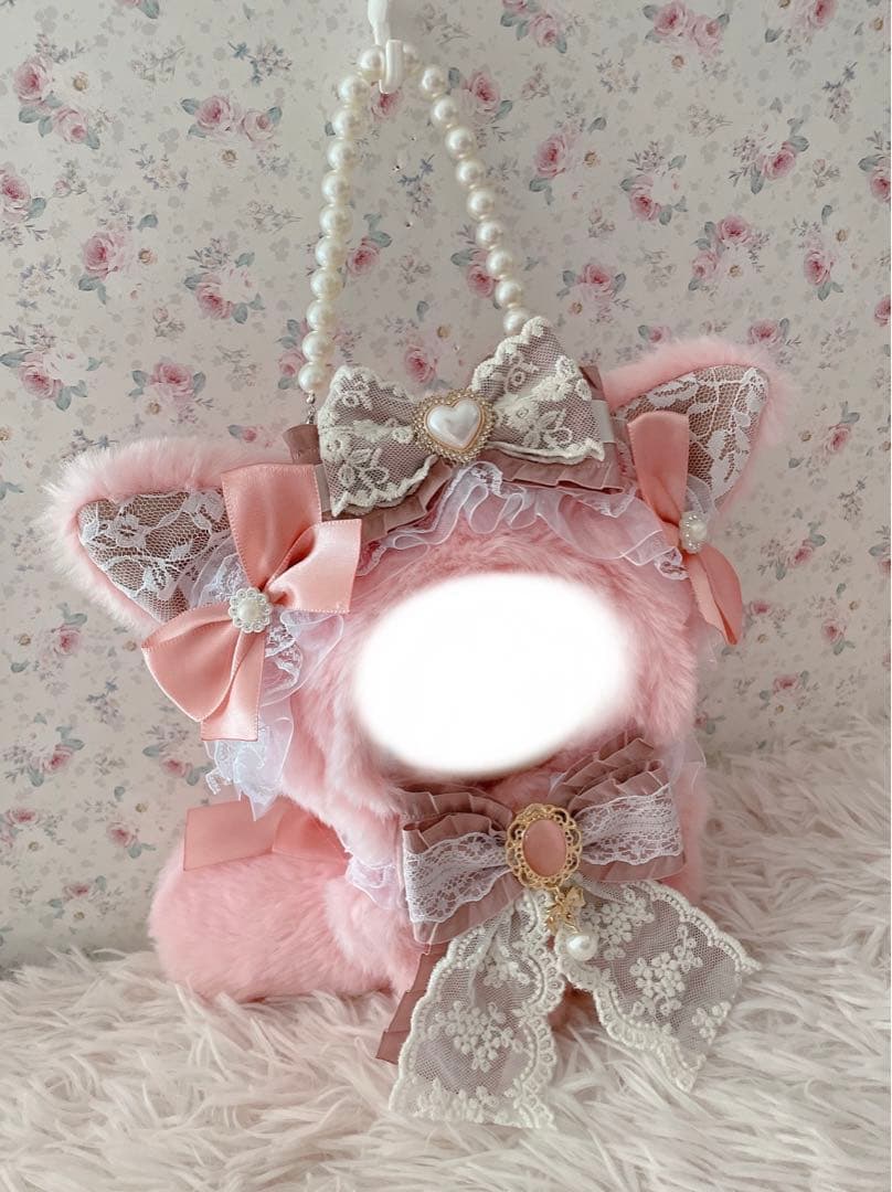１６cm立ちぬい服♡韓国風ロリータゆめかわ姫系♡猫の着ぐるみ♡ピンク