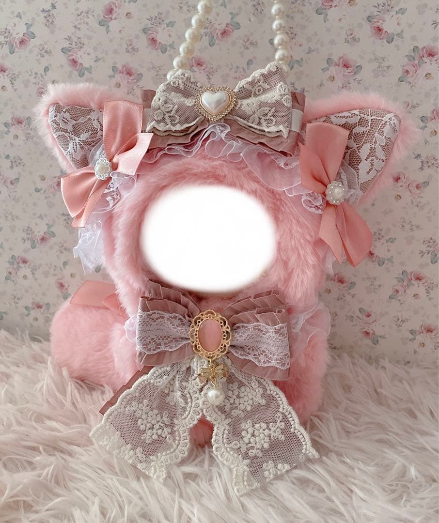 １６cm立ちぬい服♡韓国風ロリータゆめかわ姫系♡猫の着ぐるみ♡ピンク