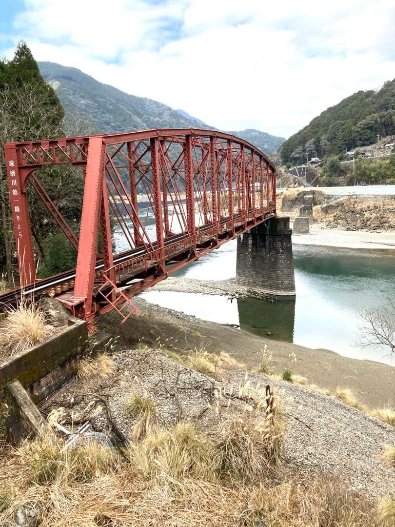 球磨川第一橋梁　鉄道橋の建設 モノクロ写真 ③