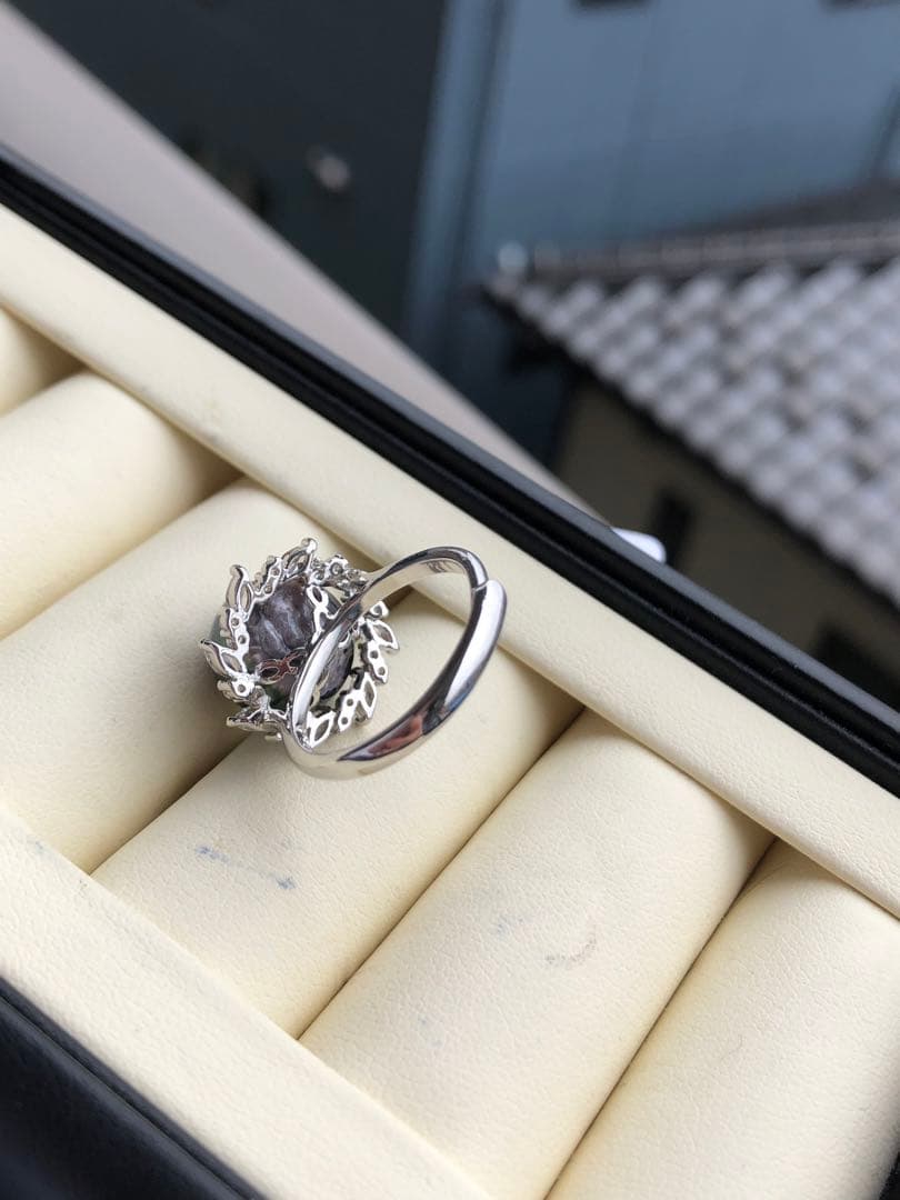 訳あり品　大粒黒蝶真珠リング　ハンドメイド