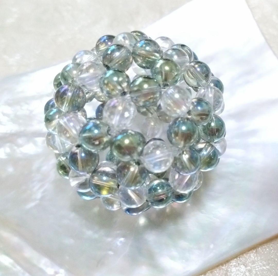 グリーンアクアオーラ×水晶　神聖幾何学フラーレン