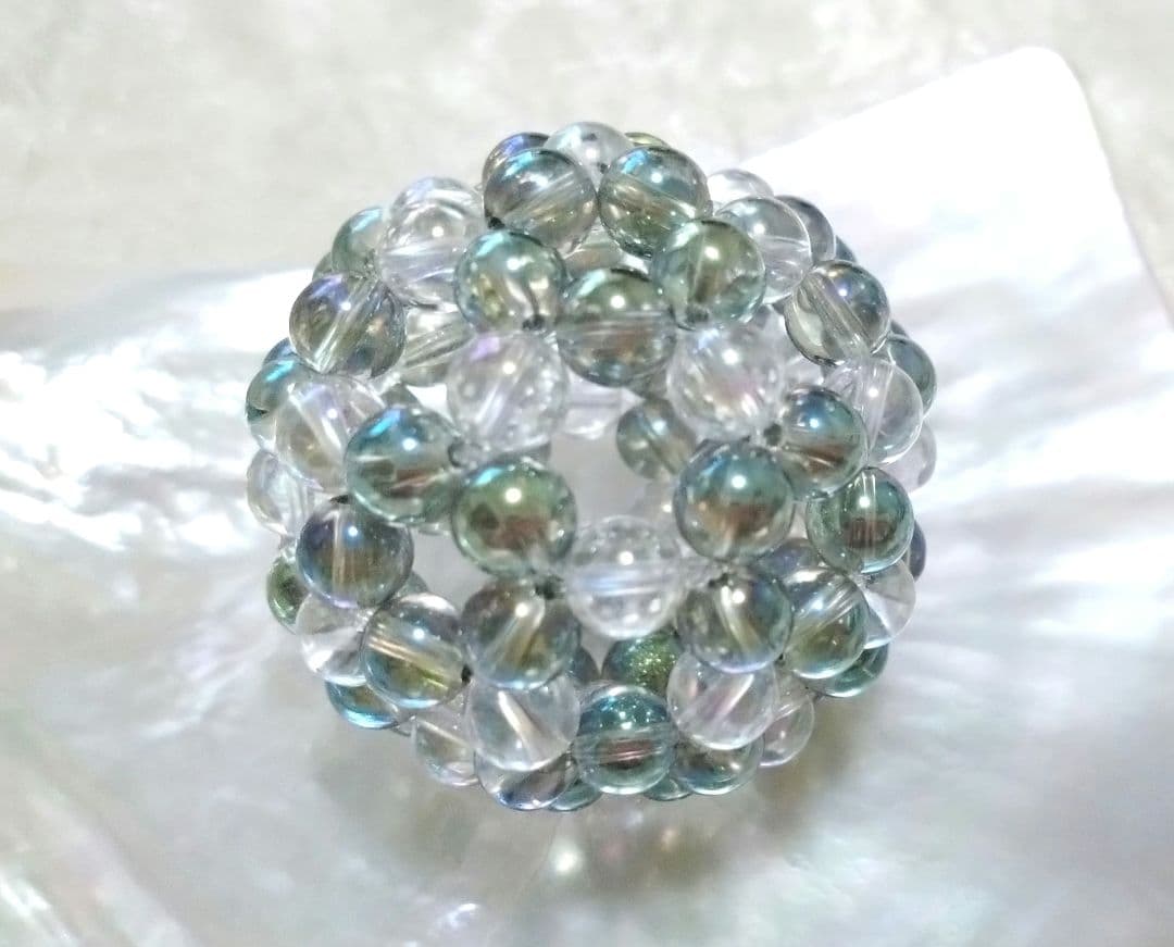 グリーンアクアオーラ×水晶　神聖幾何学フラーレン