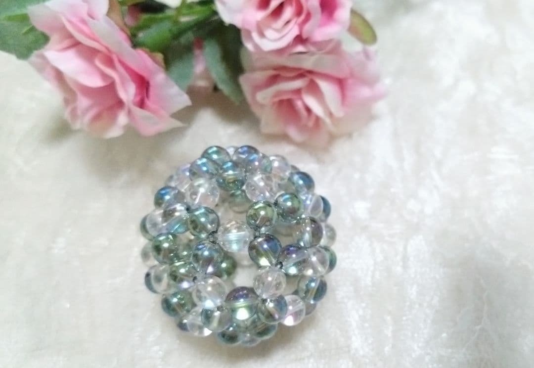 グリーンアクアオーラ×水晶　神聖幾何学フラーレン