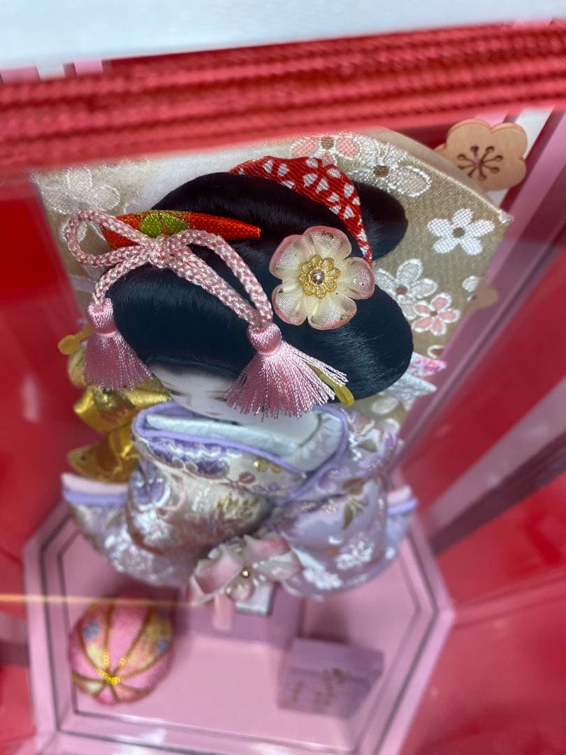 羽子板　振袖金蘭　アクリルケース９号・サイズ間口約２５×奥行約１９×高約３７㎝