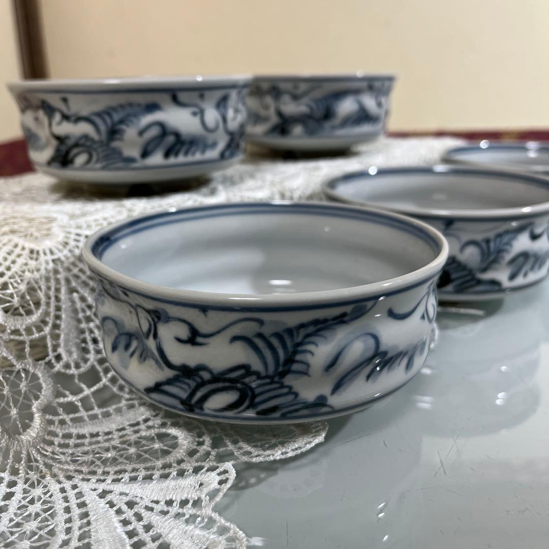 京焼　瑞昭　唐人図　小鉢　向付5ケ