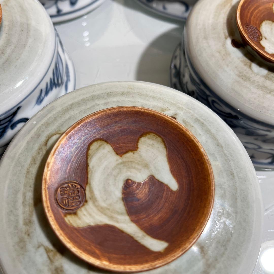 京焼　瑞昭　唐人図　小鉢　向付5ケ