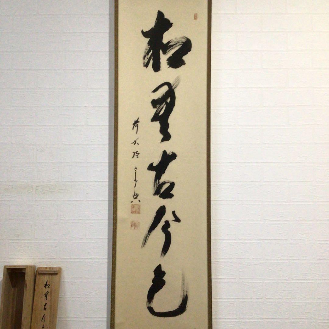 Ｃ９７９　掛軸　大徳寺　西垣宗興　『松無古今色』　共箱　『真作』　肉筆　一行書