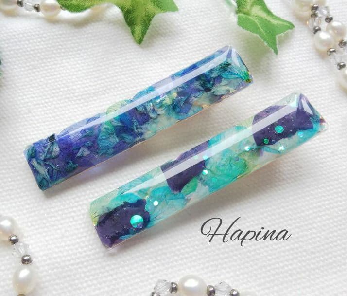 お花レジンヘアクリップ ハンドメイド 2個セット