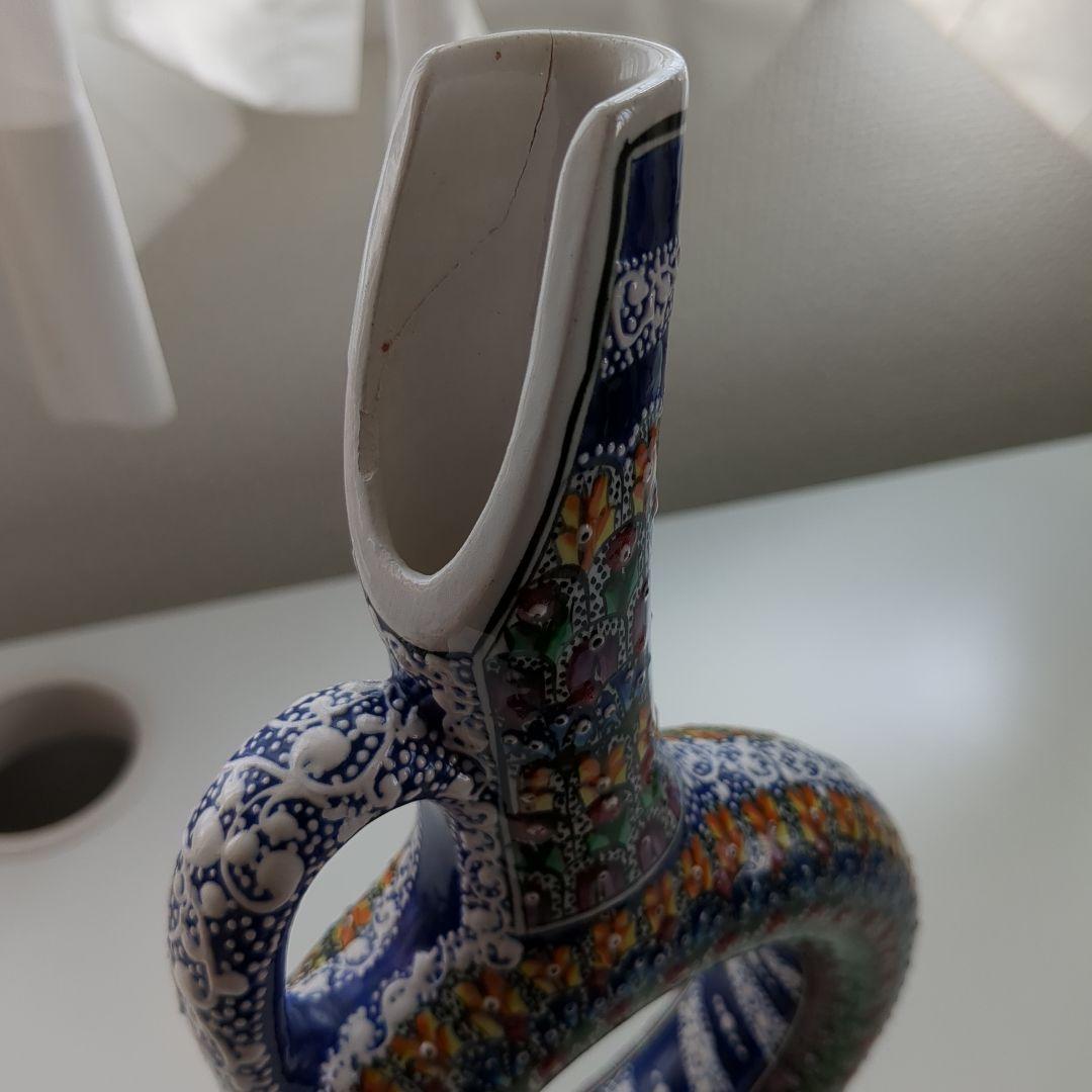 トルコ【カッパドキア】　陶器デキャンタとワイングラスセット