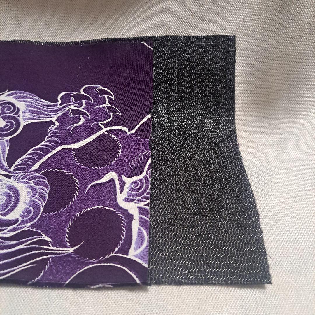 唐獅子牡丹　半衿　ハンドメイド　生地　仕付けしやすい芯付き　紫