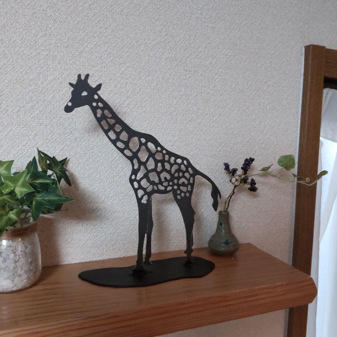 壁飾り　アイアンウォールデコ　インテリア　キリン　ハンドメイド