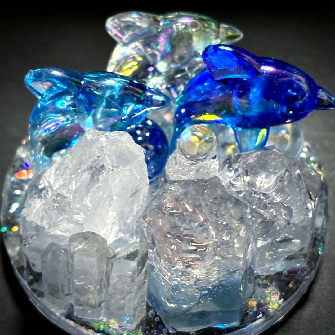 ✨イルカとキラキラ海✨オルゴナイト✨オブジェ✨アクアマリン✨水晶✨