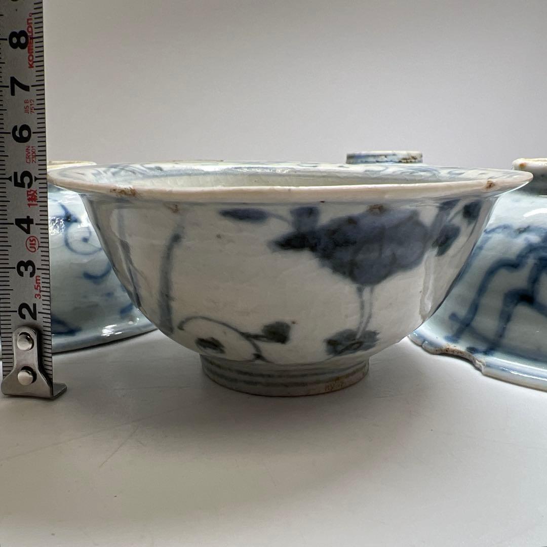 中国明時代　古染付鉢5客　幅約11㎝　東Y8-0306①