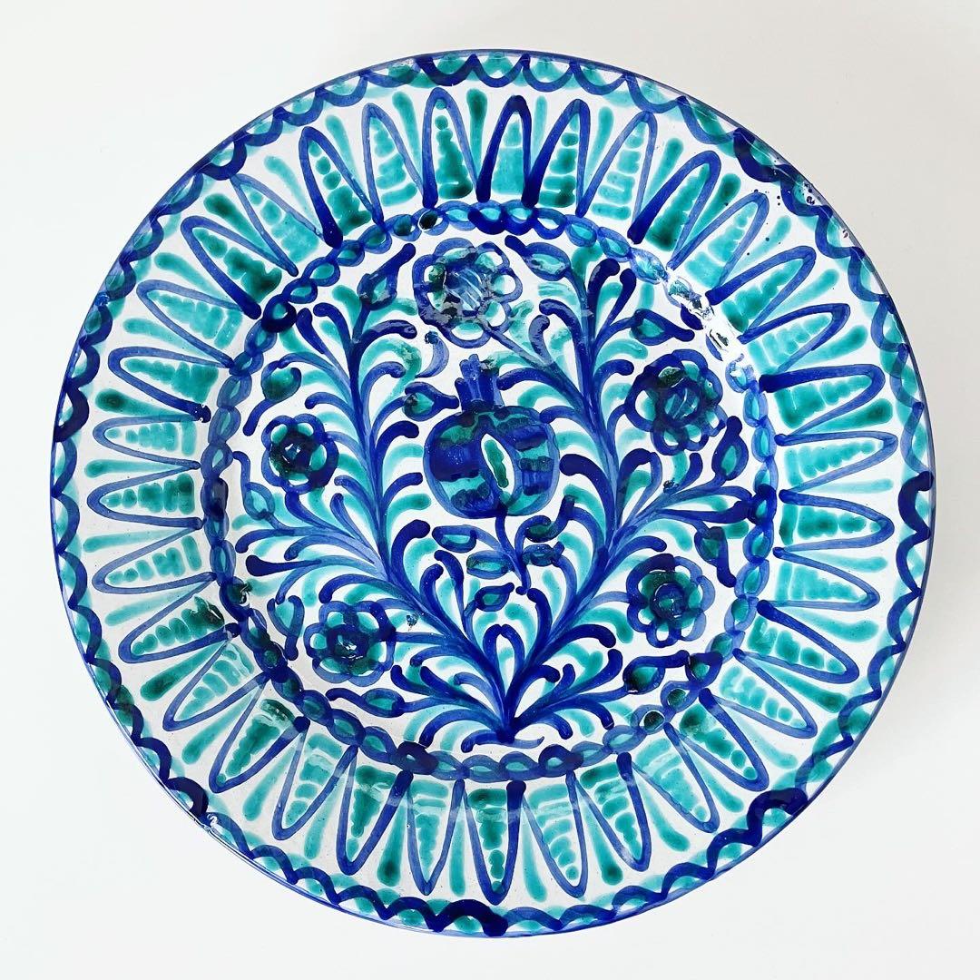 スペイン　グラナダ焼　陶器　プレート　古物　民芸　蚤の市　ブロカント　古道具