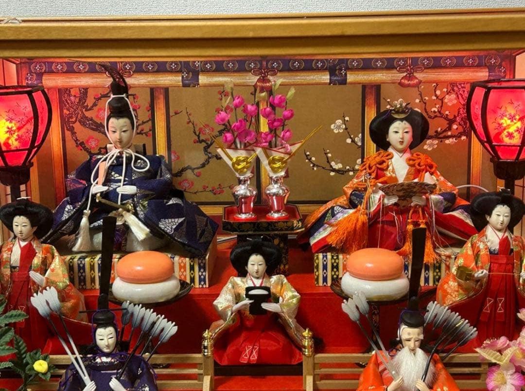 雛人形　7人飾り　3段　ケース　オルゴール　灯り　ひな祭り