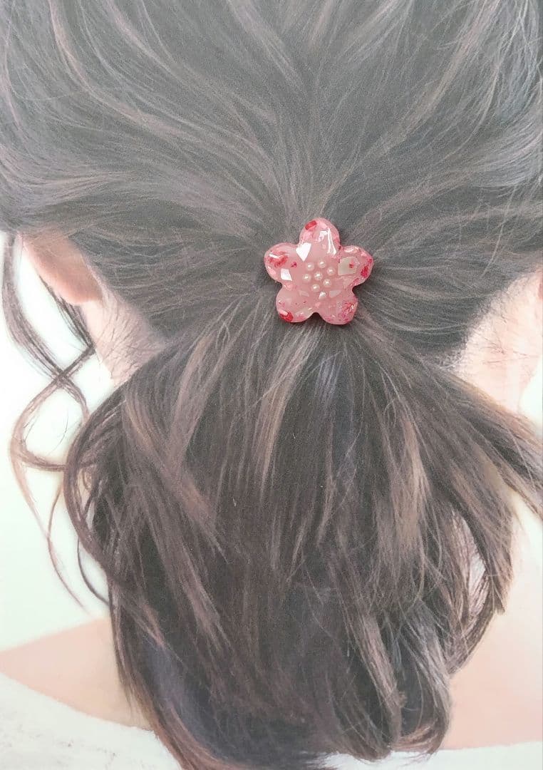 桜 シェル入り ヘアゴム