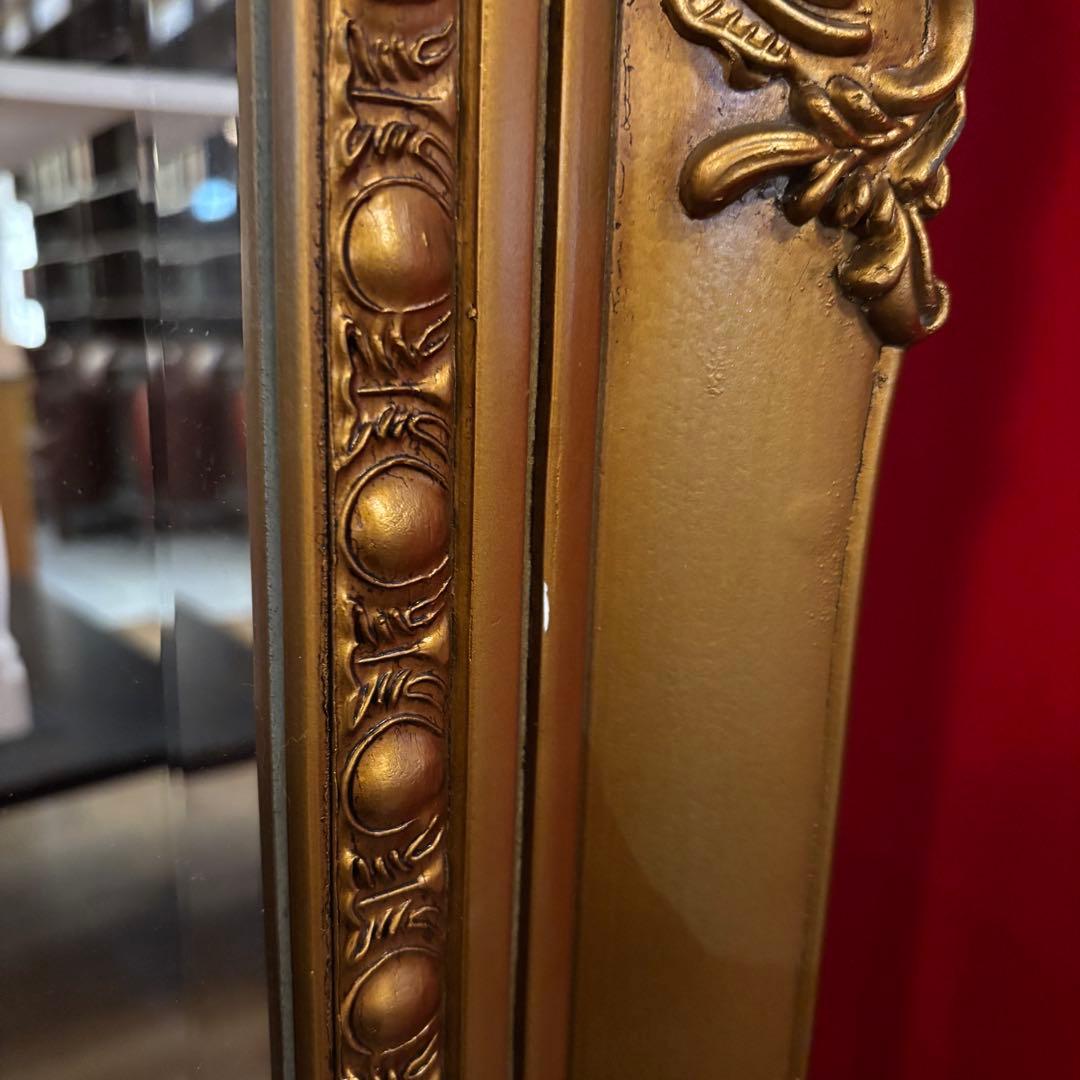 引取限定 アンティーク調 レリーフ彫刻 ウォールミラー ロココ様式 装飾 姿見