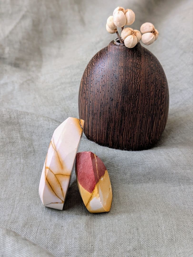 希少　♡Mookaite Jasper　ムーカイト♡　風景画　枝葉　2個セット