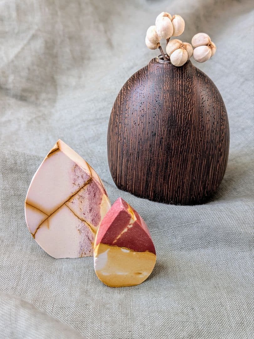 希少　♡Mookaite Jasper　ムーカイト♡　風景画　枝葉　2個セット