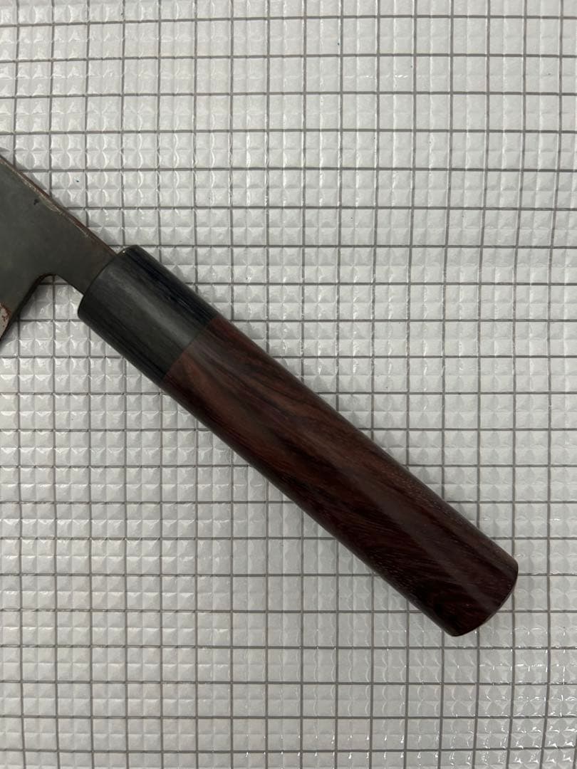 仙助 三徳 三徳包丁 包丁 170mm 安来鋼 青紙二号 紫檀シノギ柄 黒打ち