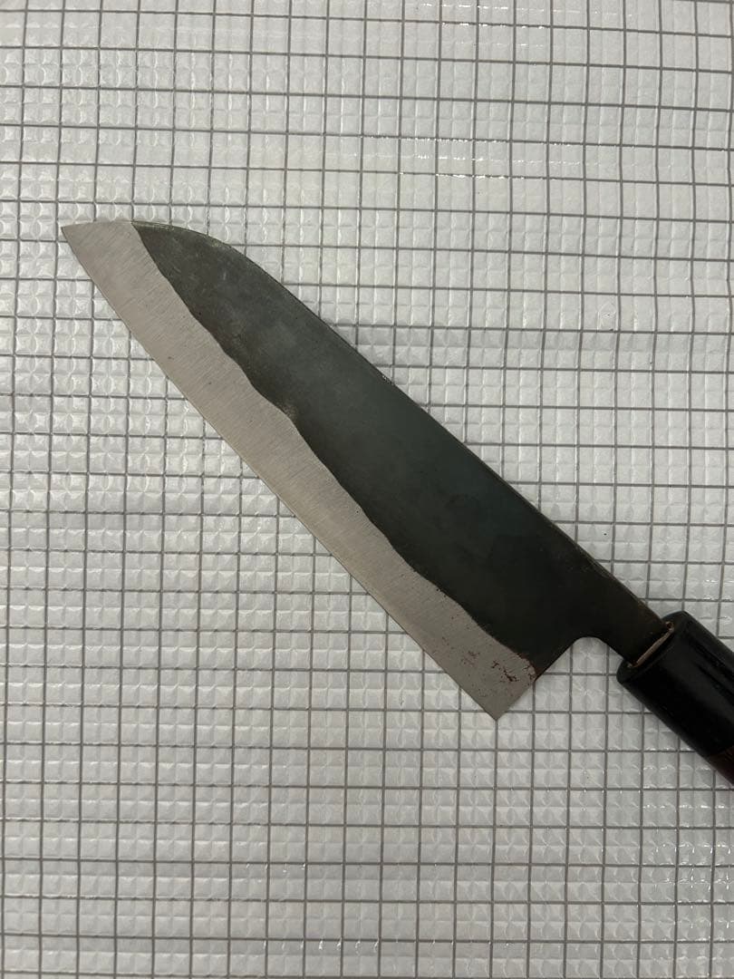 仙助 三徳 三徳包丁 包丁 170mm 安来鋼 青紙二号 紫檀シノギ柄 黒打ち