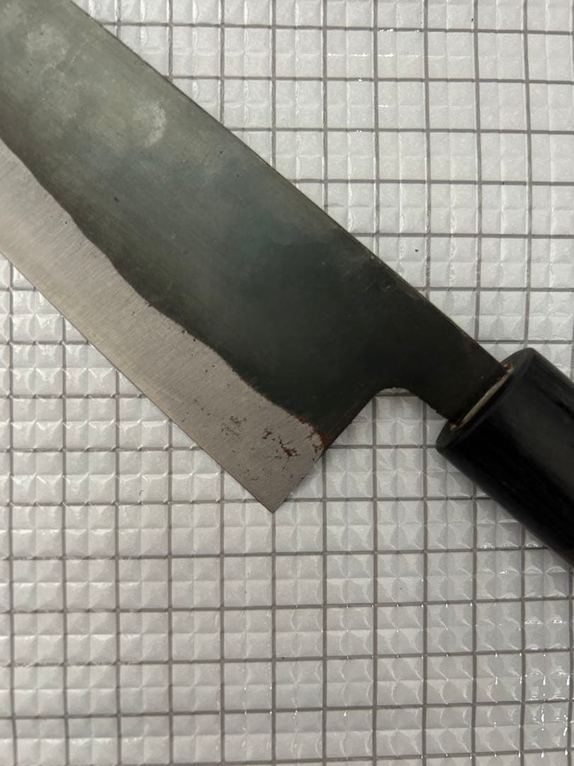 仙助 三徳 三徳包丁 包丁 170mm 安来鋼 青紙二号 紫檀シノギ柄 黒打ち