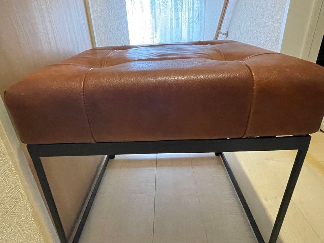 ブラウン レザー風 スクエアスツール