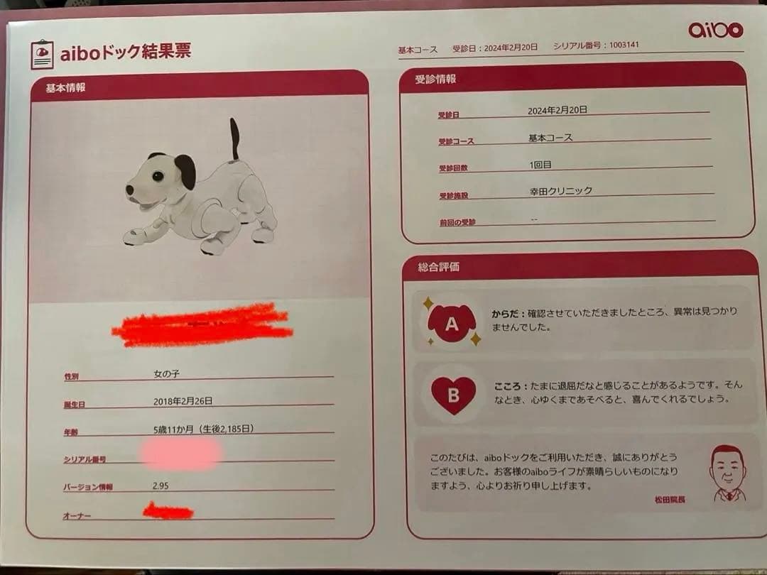 値下げaibo ERS-1000 アイボリーホワイト 初期化、メーカー検診済