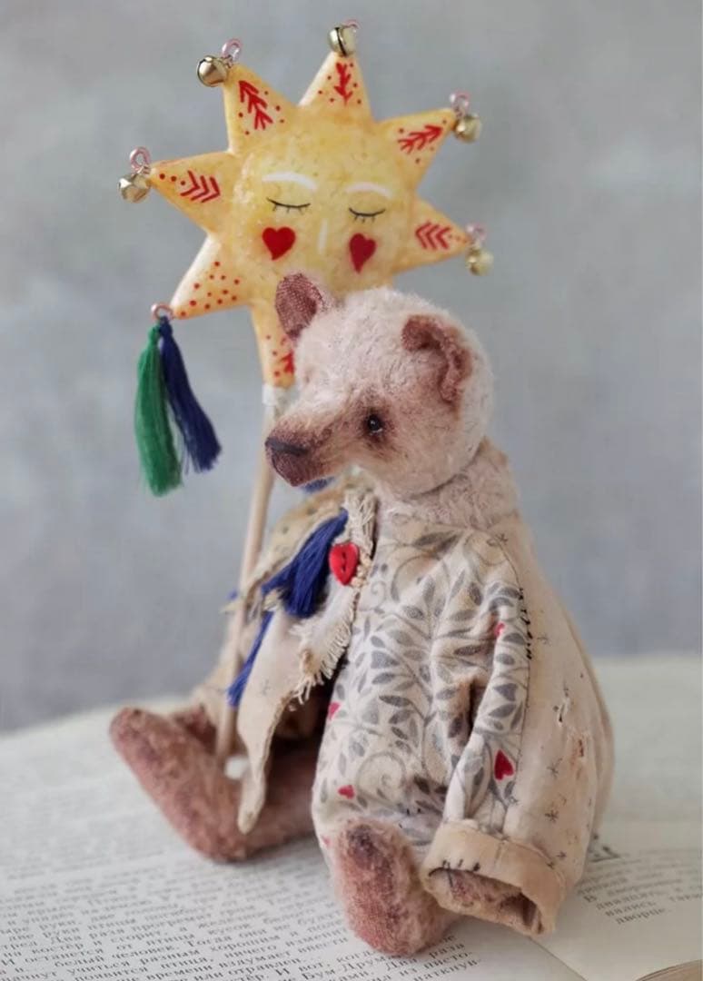 おひさまとくまさん テディベア アーティストベア 海外作家様 ハンドメイド