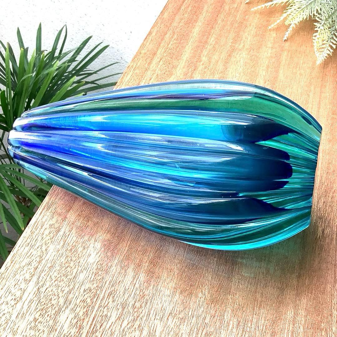 【ブルー&グリーン　2層ガラス】　フラワーベース