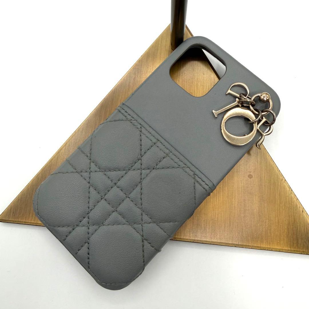 美品　Christian Dior カナージュ　グレー iPhone用ケース