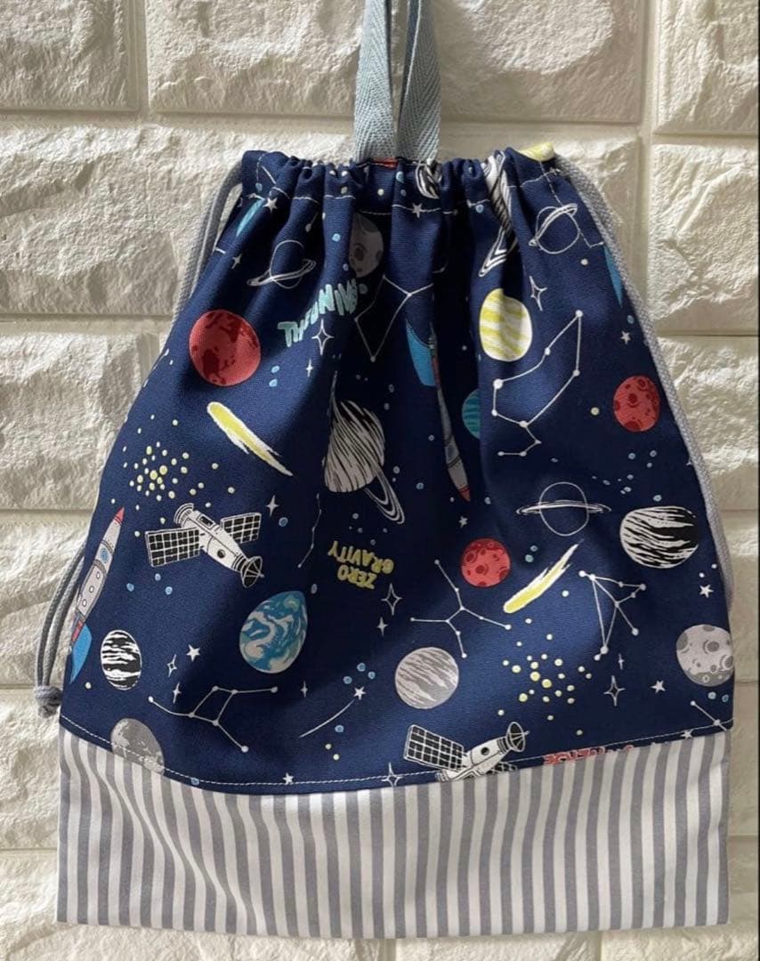 宇宙　ハンドメイド　レッスンバッグ　男の子　入学　入園　上履き　体操着