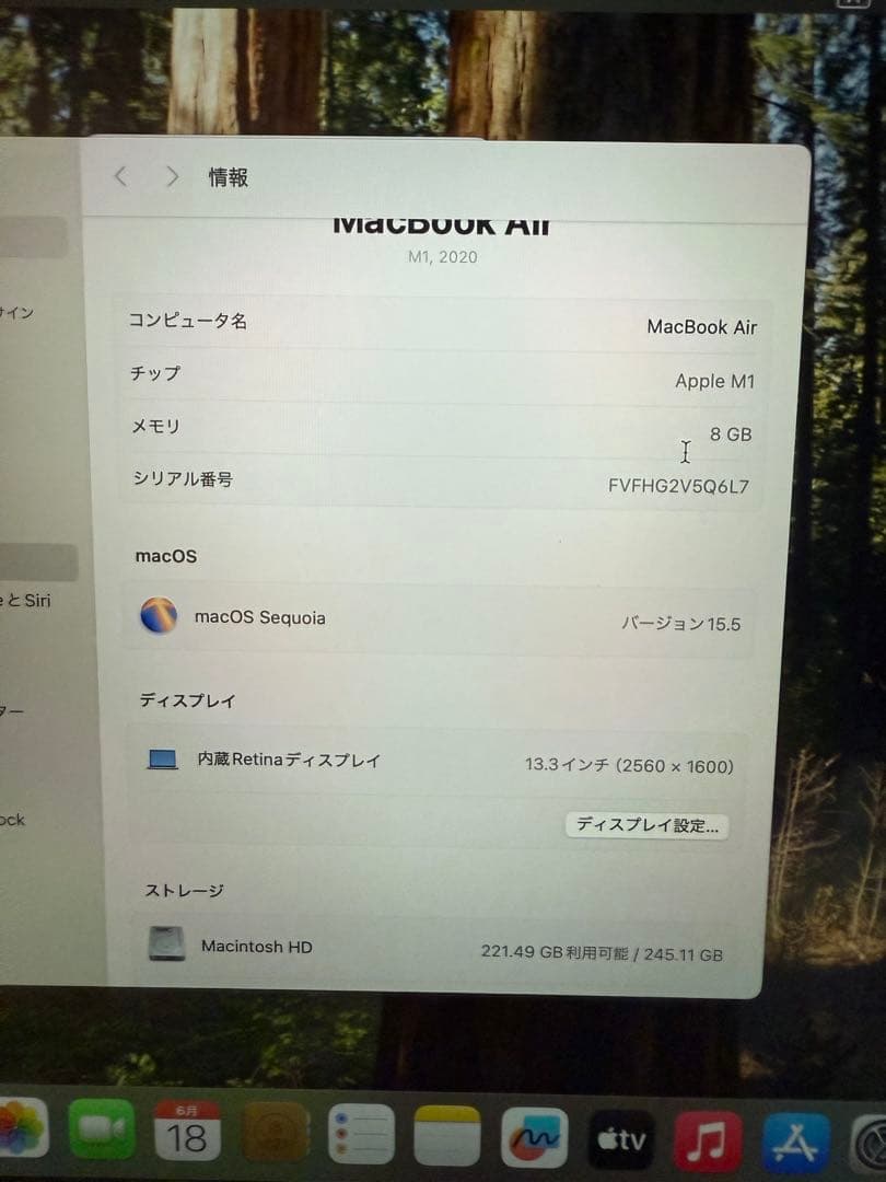 【時間限定値下】MacBook Air M1 シルバー 256GB 8GB 美品