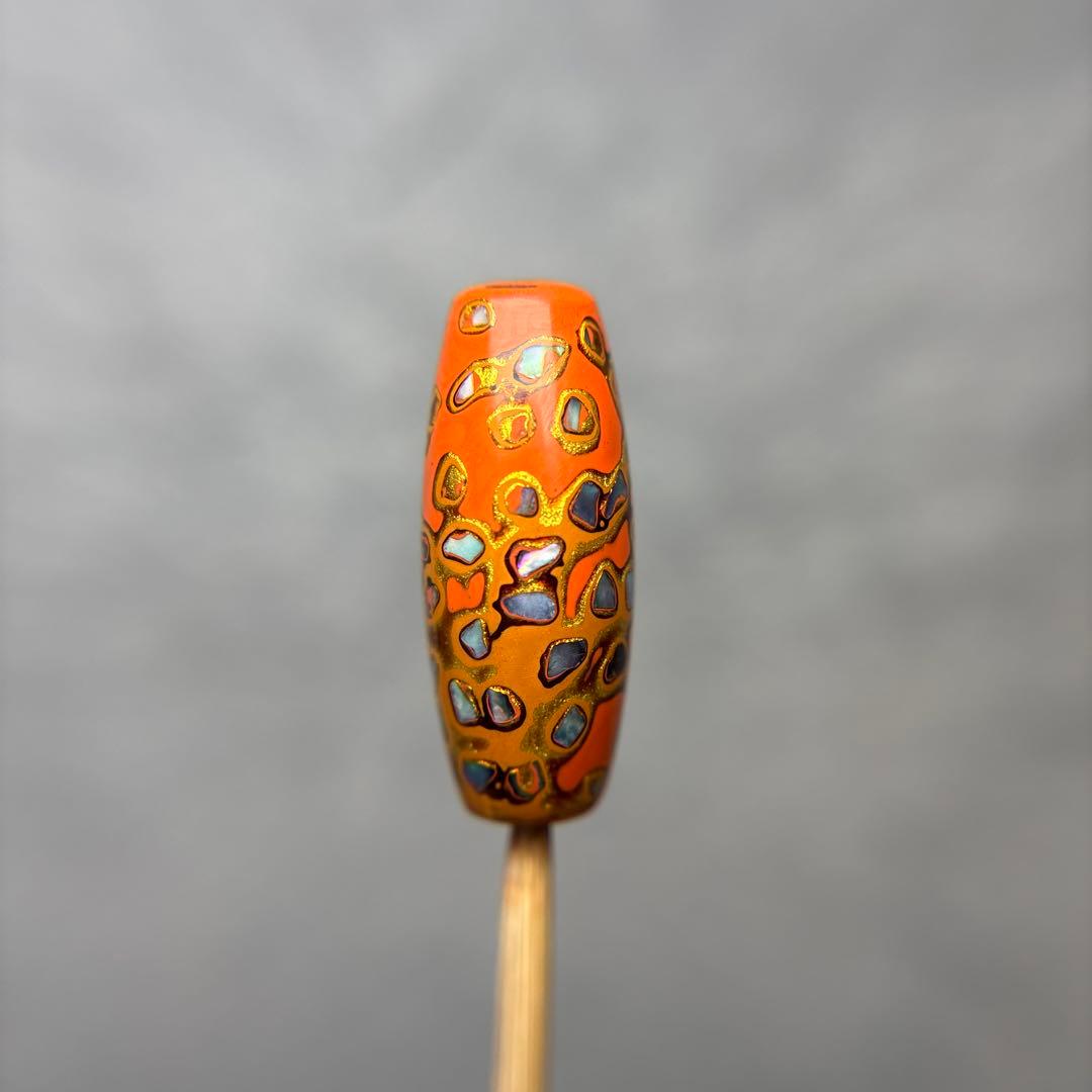 よーこ螺鈿天珠　オレンジ　2-168