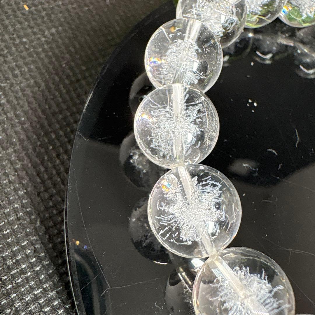 水晶レーザー彫刻　雪の結晶　スーパーセブン　ブレスレット