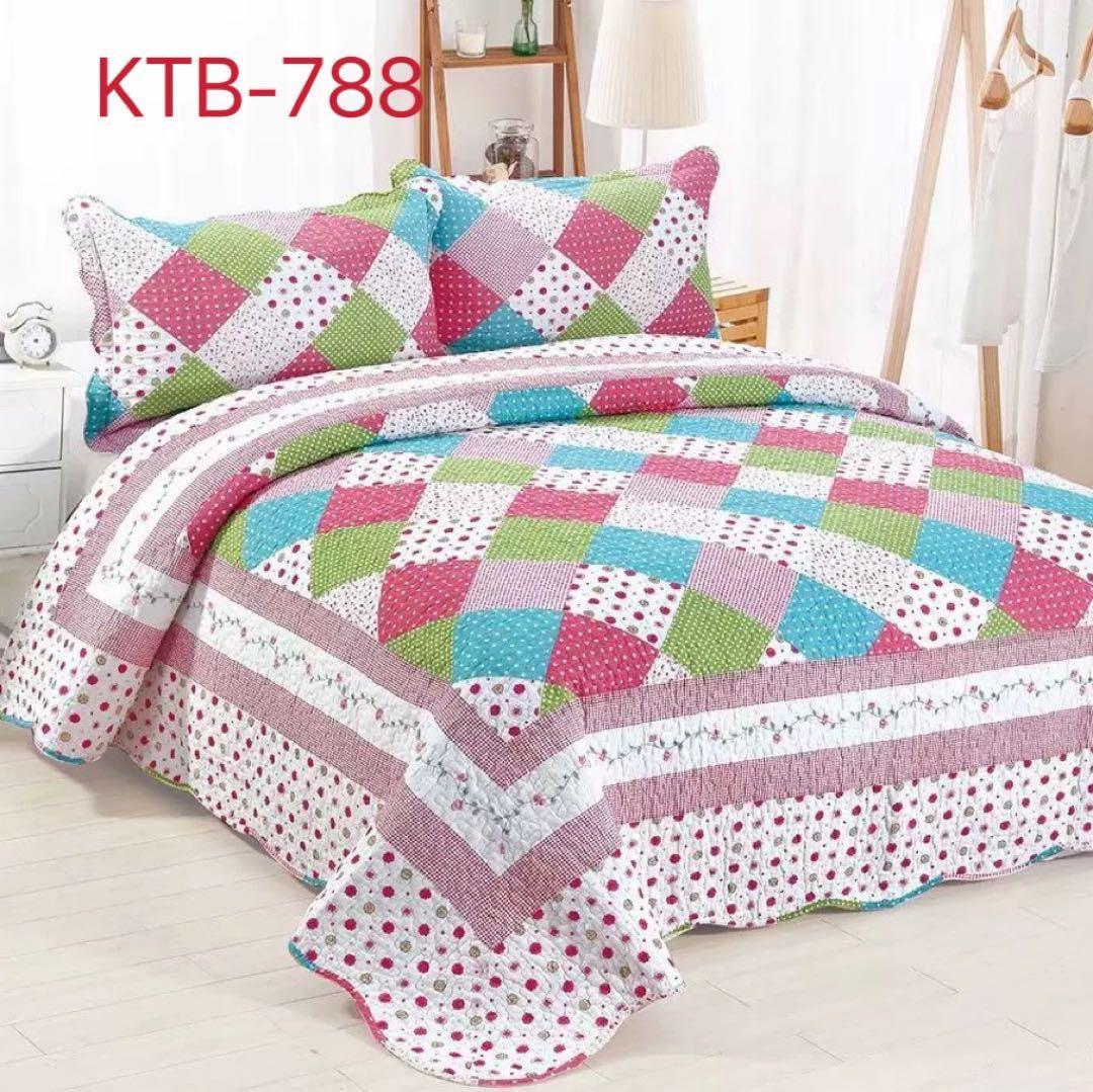 キルトベッドカバー3点セット綿マルチカバー キルティング 1126