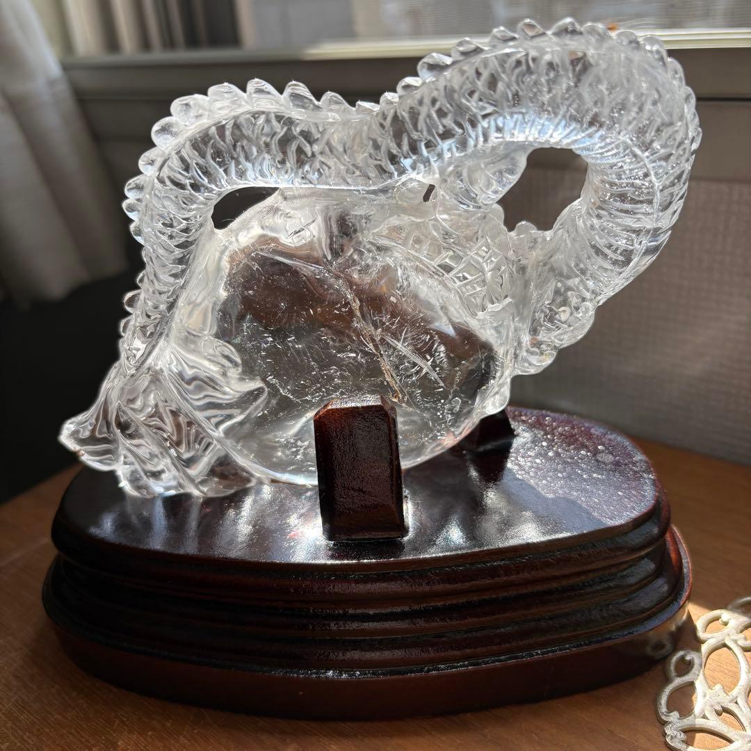 天然石 ブラジル産水晶 龍の置物548g