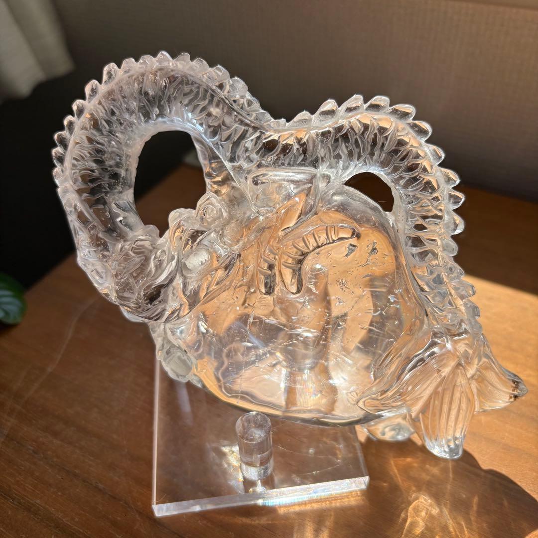天然石 ブラジル産水晶 龍の置物548g