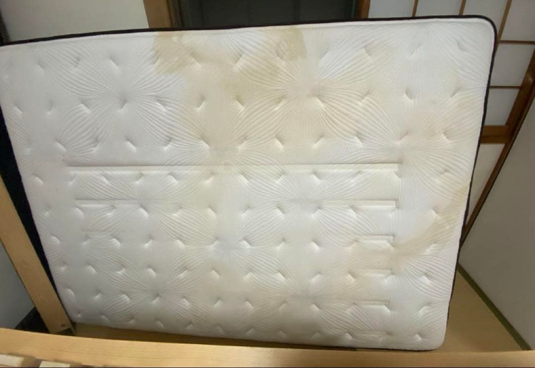 中古　レザーベッドフレーム　ダブル&フランスベッドマットレス