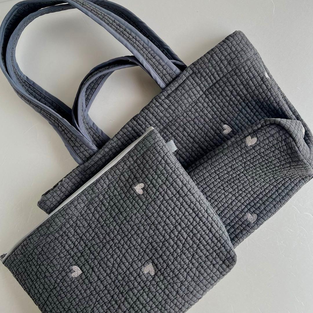 ヌビ　♡ハート♡ トートバック　大ポーチ　 Ｗハンドル　ヌビバック　イブルバック