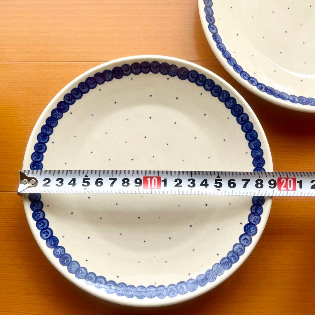 2枚セット ポーランド食器　ポーリッシュポタリー ツェラミカ ドット プレート