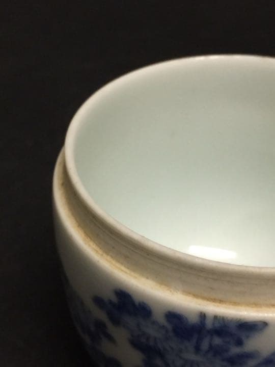 清時代 染付棗  青花茶器 茶道 中国古玩時代もの