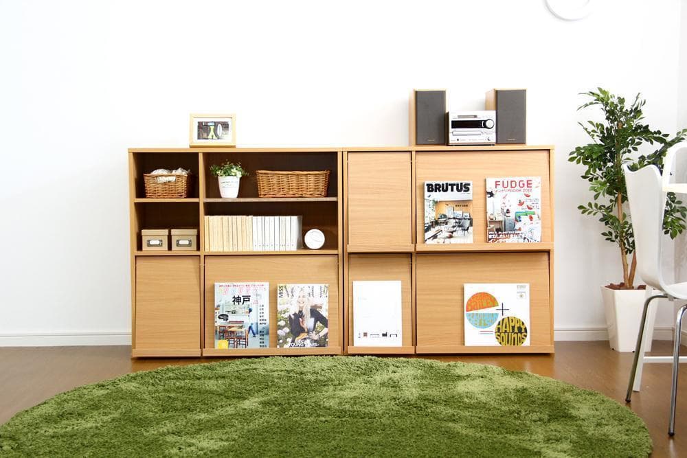 新品 送料込 大容量収納 ディスプレイラック 2個set 本棚 フラップ扉 n