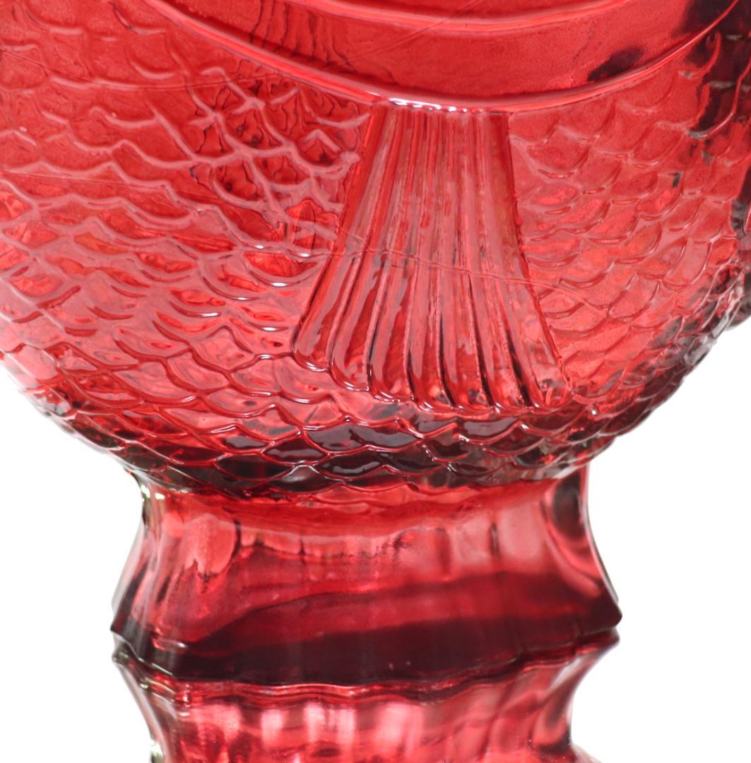 オールド・バカラ 稀少型 1889年 魚造形 大型花瓶 赤色硝子 24cm