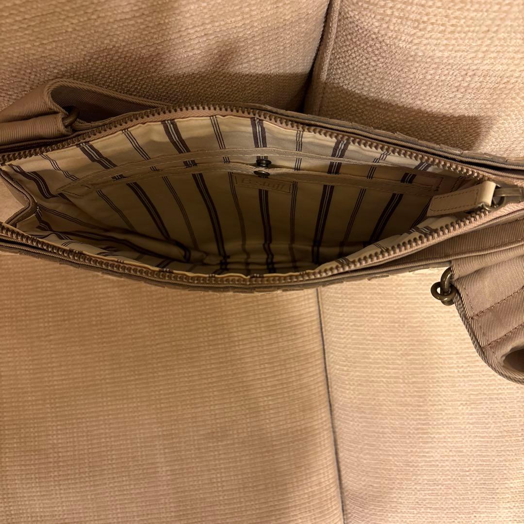 Bstuff編み込みデザイン メッセンジャーバッグ ベージュ