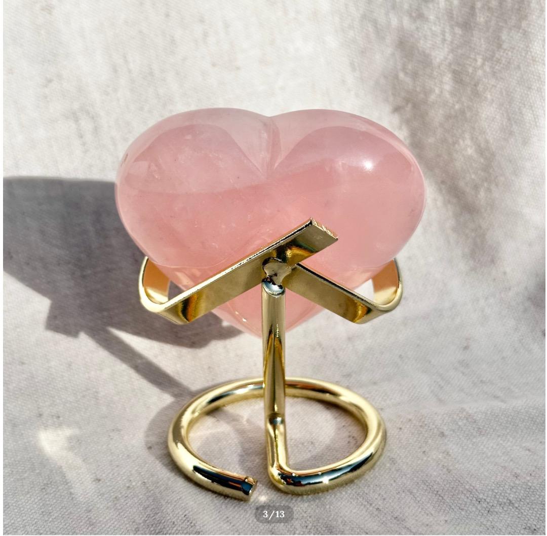 【ローズ クォーツ】　ハート シェイプ ② スタンド付　ブラジル産